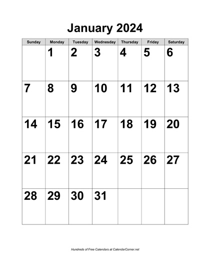 Free Printable Vertical Calendar 2024
