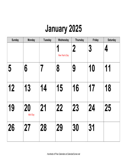 2025 Monthly Calendar To Print