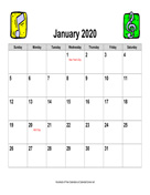 2020 Music Calendar, Landscape with Holidays