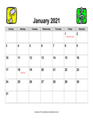 2021 Music Calendar, Landscape with Holidays