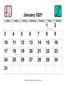 2021 Large-Number Music Calendar, Landscape with Holidays