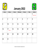 2022 Music Calendar, Landscape with Holidays