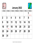 2022 Large-Number Music Calendar, Landscape with Holidays