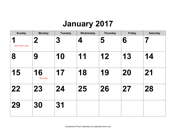 2012 Large-Number Calendar with Holidays, Landscape