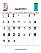 2023 Large-Number Music Calendar, Landscape with Holidays