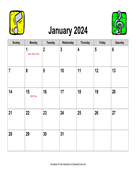 2024 Music Calendar, Landscape with Holidays