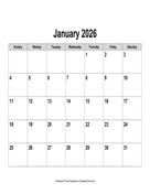 2026 Calendar, Landscape