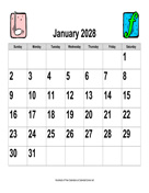 2028 Large-Number Music Calendar, Landscape