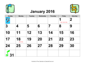 2011 Large-Number Music Calendar with Holidays, Landscape