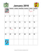 2011 Music Calendar with Holidays