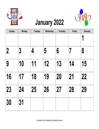 free 2022 large number holiday graphics calendar landscape