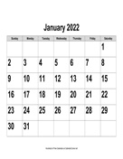 2022 Large-Number Calendar, Landscape